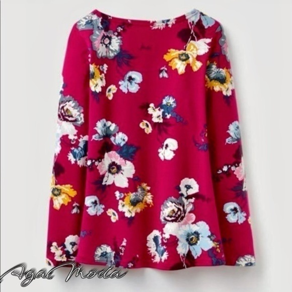 JOULES Harbour Print Jersey Top in Ruby Pink Rosy - Picture 15 of 15